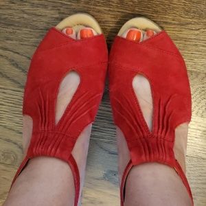 Red Suede Wedges by Earth